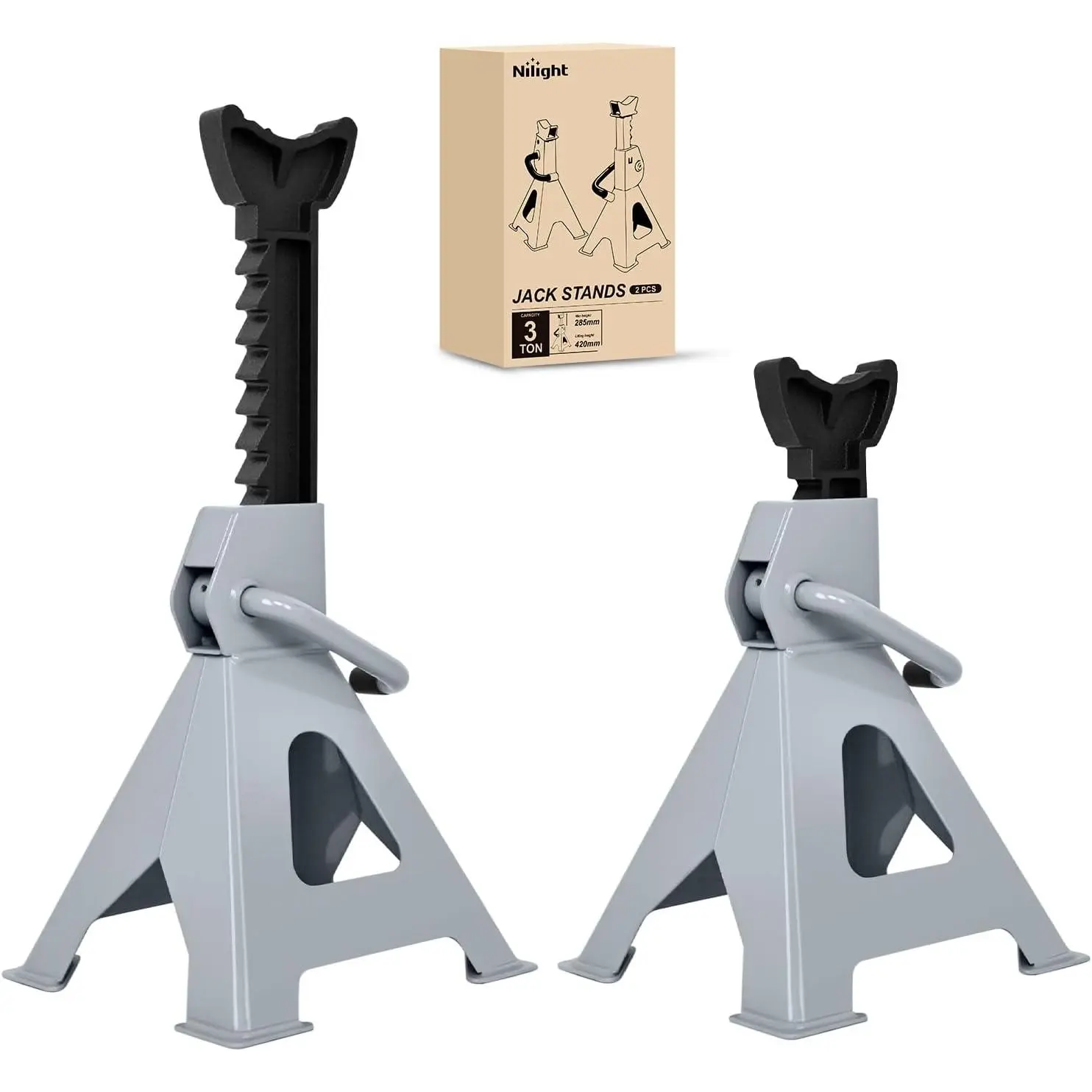 Niligft Jack Stands, 3 Ton (6,600 lbs) Capacity Heavy Duty Steel Car Lifting Stand, Adjustable Height 11.22 Inch to 16.53 Inch, 1 Pair