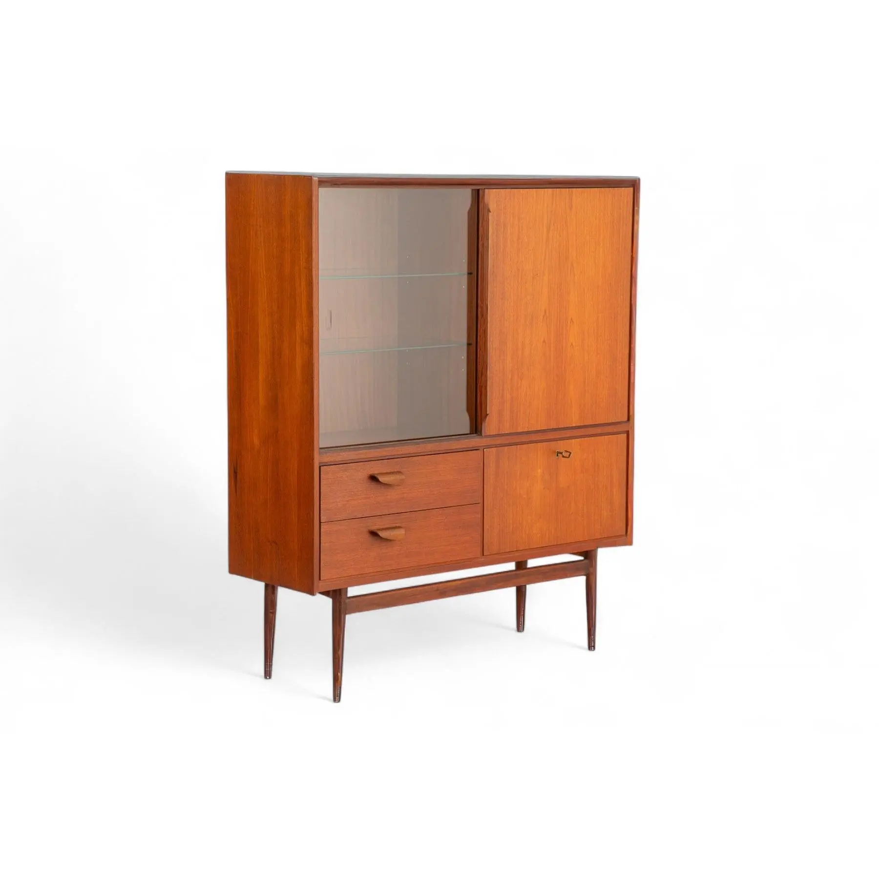 1960s GERMAN MID CENTURY CURIO CABINET IN TEAK