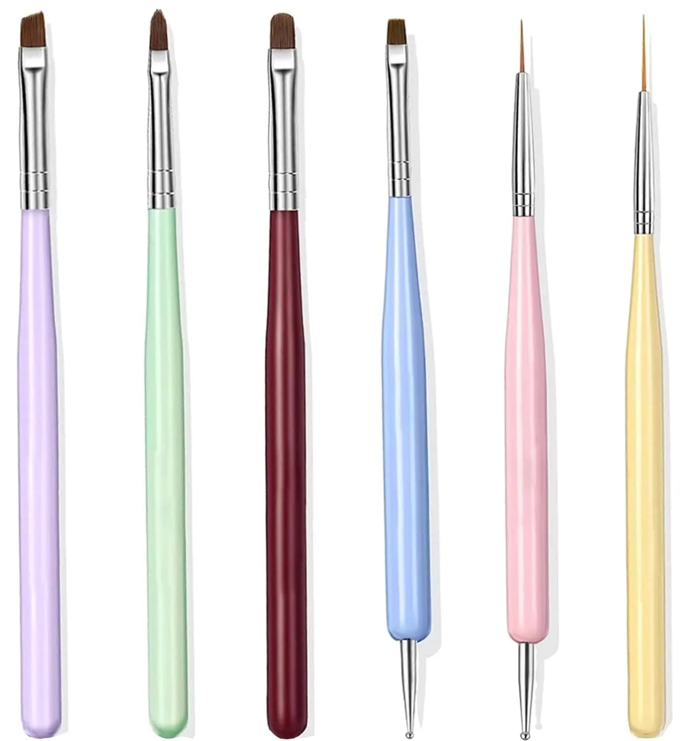 Nail Art Brushes, Nail Design Painting Brush Set with Nail Polish Brush, Nail Liner Brush, Nail Extension Gel Brush, Builder Nail Gel Brush, and Multi-Size...