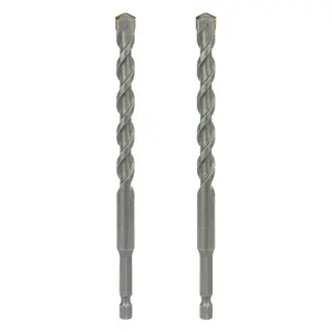 3/8 Inch x 6 Inch Masonry Drill Bit, Carbide Tipped 2-Pack for Concrete, Brick, Stone, 1/4” Hex Shank, Impact Performance (3/8" x 6", 2)
