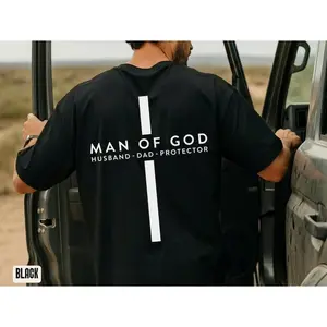 Man of God Tee | Husband Dad Protector | Fathers Day Cross Christian Shirt
