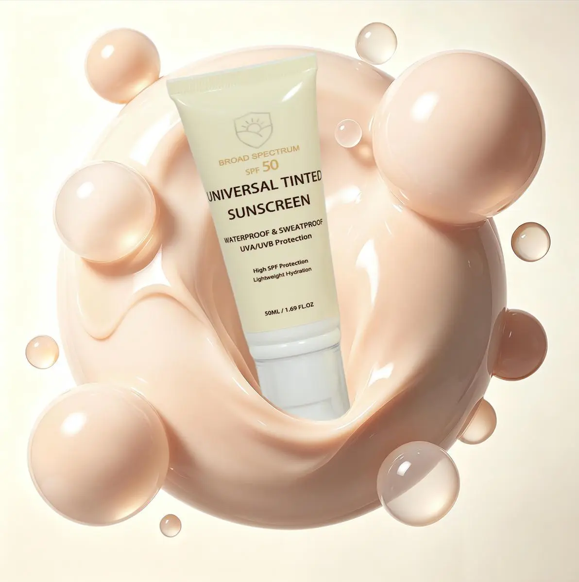 SPF 50 Tinted Moisturizer Sunscreen | Lightweight Daily Fluid | Flawless Coverage, No White Cast Broad Spectrum Glowy Mineral sunscreen