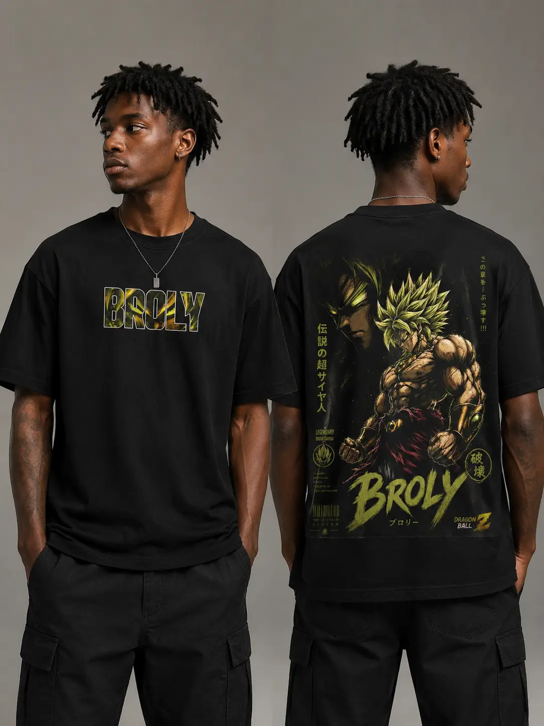 Broly DBZ T-Shirt, Legendary Super Saiyan Green Aura Graphic Tee, Back Print Vintage 90s Anime Shirt, Graphic Tees Men, Trendy Tshirts, Men's T Shirts, DBZ Streetwear, Unisex Cotton Distressed Tee, Merch For Men, Men Fashion Graphic Tee