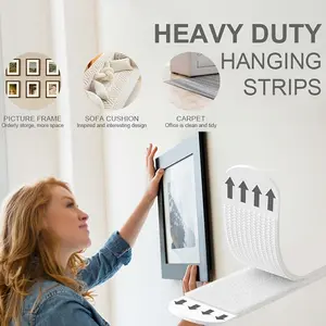 Picture Hanging Strips Heavy Duty, Damage Free Hanging Picture Hangers for Walls, Picture Hanging Kit, Hanging Hooks Without Nails, Medium Poster Wall Strips