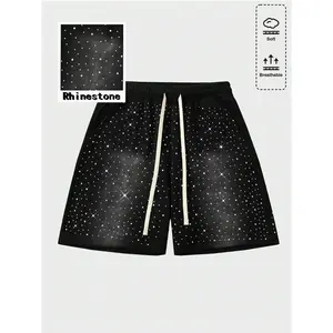 Unisex Y2k Rhinestone Shorts Drawstring Elastic Waist Summer Streetwear Shorts with Pockets Unisex Y2k Rhinestone Shorts Drawstring Elastic Waist Summer Streetwear Shorts with Pockets
