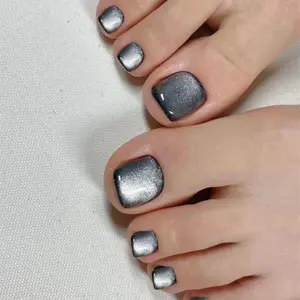 Spring new black crystal toenail tips, detachable and wearable nail tips, 24 pieces, 12 sizes