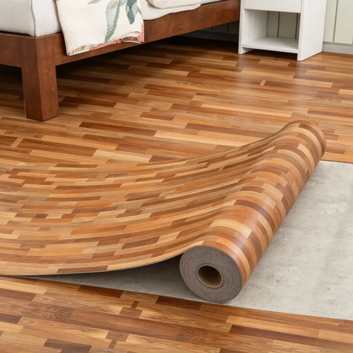 Peel and Stick Floor Tiles Self Adhesive PVC Waterproof Non Slip Cut to Fit Easy Clean Decorative Stickers Kitchen Laundry Room Indoor Flooring