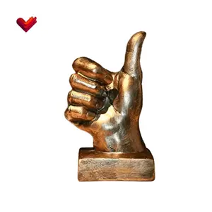 Thumbs Up Hand Gesture Gold Sculpture - Durable Resin Decor Ornament 6x4x2.3 Inches Modern Style Gift for Home Decor