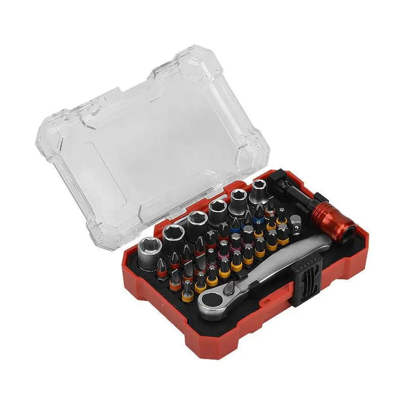 38-Piece Screwdriver Bit Set with Hex Socket for Home Repair, Versatile Phillips & Flat Head Tools for DIY Projects