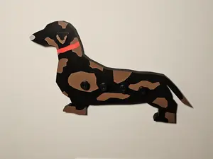 Malibu the Dachshund Key Holder | Dog Lover Gift | Easy Install Wall Organizer (Strips Included)