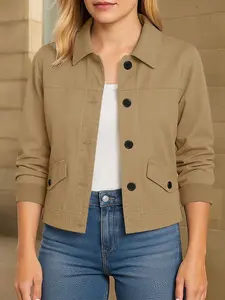 Elegant Fall Winter Spring Casual Solid Lapel Long Sleeve Open Front Jacket Coat, No Lining No Pockets, Perfect for Daily Wear