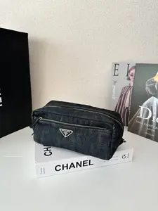Pre-owned PRADA an shown pouch denim pouch