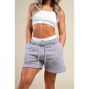 She Premium Oversized Sweat Shorts in Sport Gray