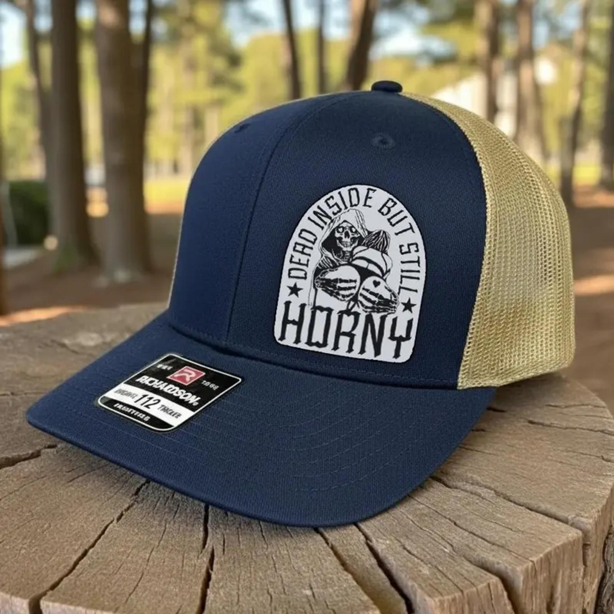 Dead Inside Still Horny Trucker Hat Trucker Cap with Leather Patch – Richardson 112