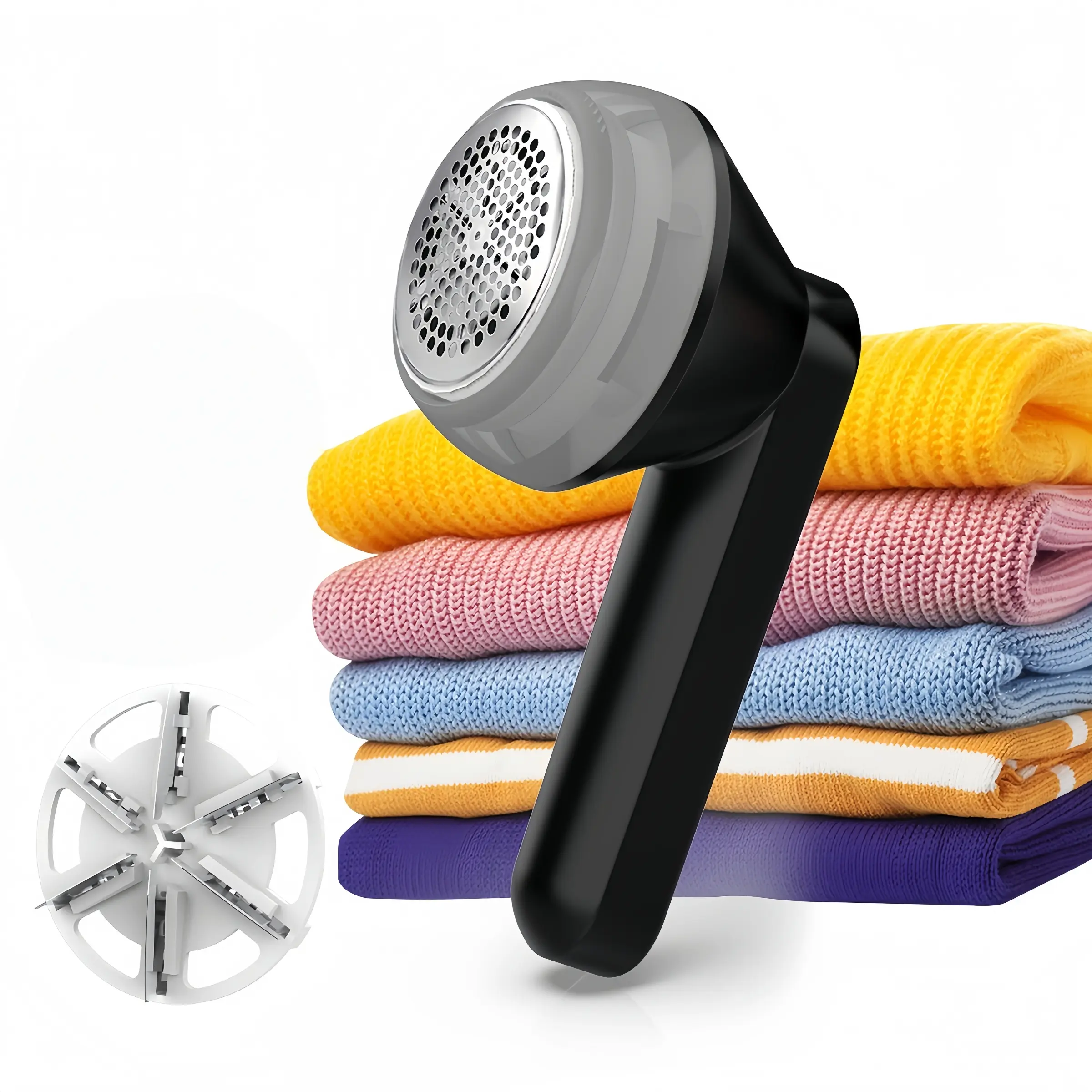 Lint Remover, 6 Blades Portable Household Fabric Shaver with Extra Replacement Blades, Electric Lint Remover for Clothes, Sweaters, Blankets, Remove Pills, Fuzz & Bobbles, Lint Remover Tool