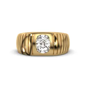 Men's Jewelry - Men's VVS Lab Diamond Oval Solitaire Engagement Ring |  Yellow Gold
