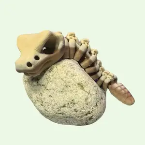 Baby Bone Rattler Snake 3D Print Fidget Toy 7.5 Inches Realistic 3D Printed Sensory Play Stress Relief for Children and Adults Decor Ornaments