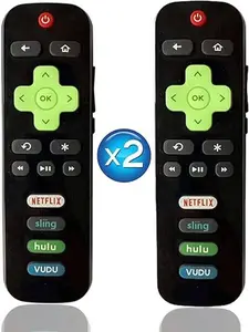 (Pack of 2) Replacement Universal Roku TV Remotes [Glow in The Dark], Compatible ONLY with Roku TV Model: TCL/Hisense/Onn/Sharp/Element/Westinghouse/and Philips Roku TV