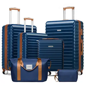 ABS Luggage 6-Piece Set - Expandable Luggage Set with TSA Lock, Swivel Wheels, Handbag/18 Inches/20 Inches/24 Inches/28 Inches