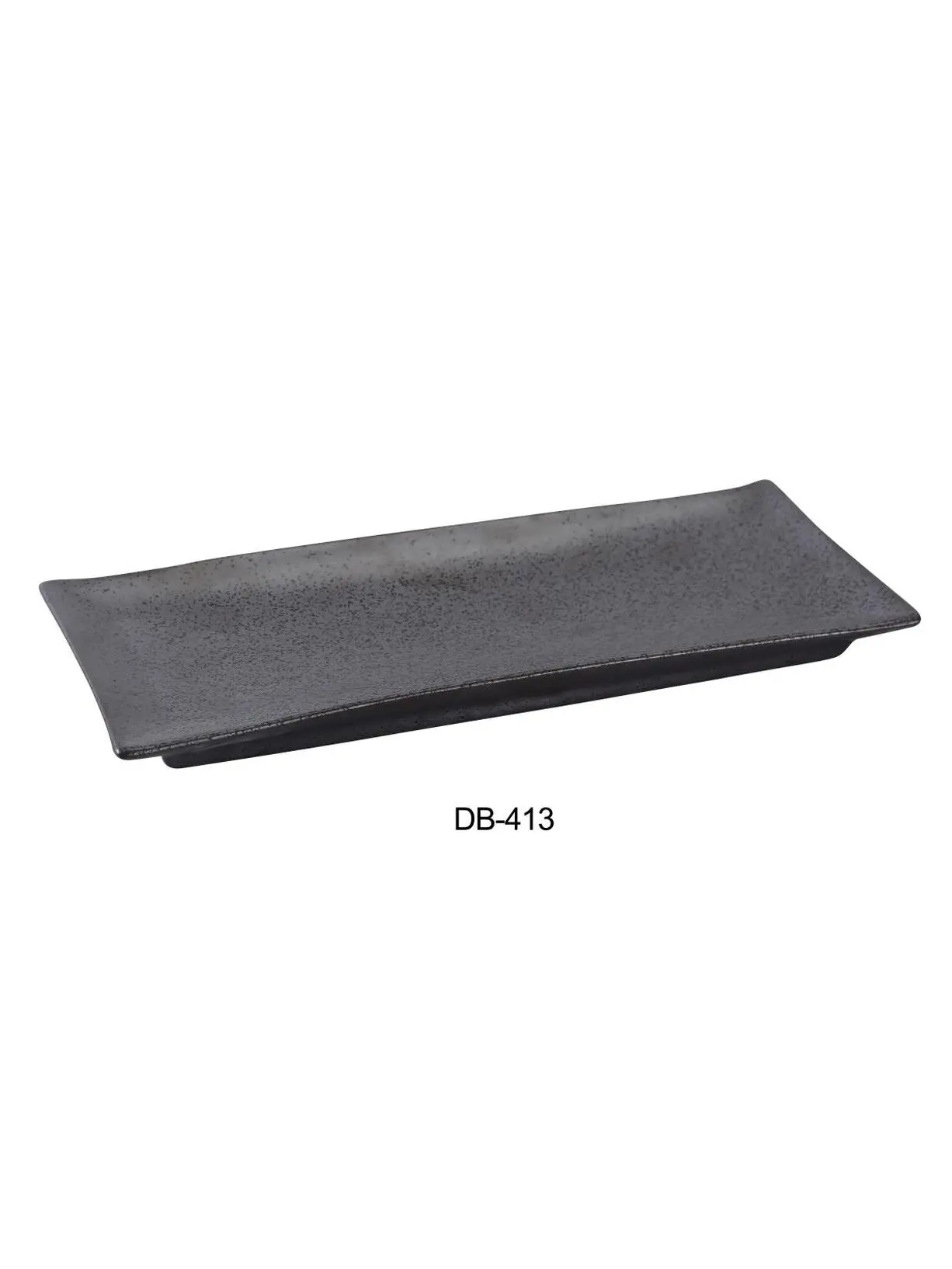 Yanco DB-413 Matte Porcelain Dinner Plates, 12-Pack 12 X 5.25 In. Diamond Black Rectangular Minimalist Modern Plates for Everyday Elegance, 23.8 lbs