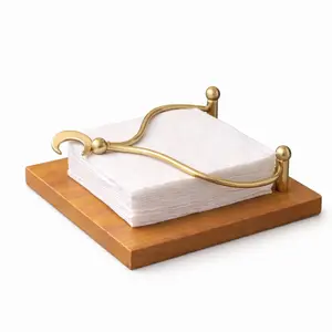 Elegant Ramadan Crescent Napkin Holder, Islamic Table Decor for Iftar & Eid, Wooden Tissue Holder for Dining & Coffee Table