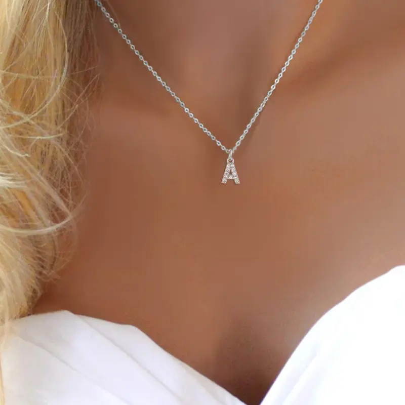 Classic Letter Pendant Necklace for Women, Stainless Steel Jewelry for Party, Daily Decor, Trendy All-match & Exquisite Jewelry for Gift without Box, Initial Letter Necklace, Alphabet Necklace, Stainless Steel Necklaces