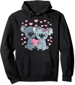 Valentines Day Couple Koalas Cute Koala Heart Valentines Day Pullover Hoodie - Miguelgonza Shop 61B09P5N6H6S