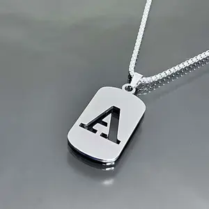 Letter Necklace Silver Hollow Initial Box Chain Fashion Accessories
