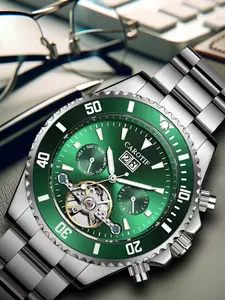 Men's Business Fashion Fully Automatic Mechanical Watch, Fashion for Party, Daily Decor, Trendy All-match & Exquisite Watch for Birthday Gift with Box, Waterproof Mechanical Watch