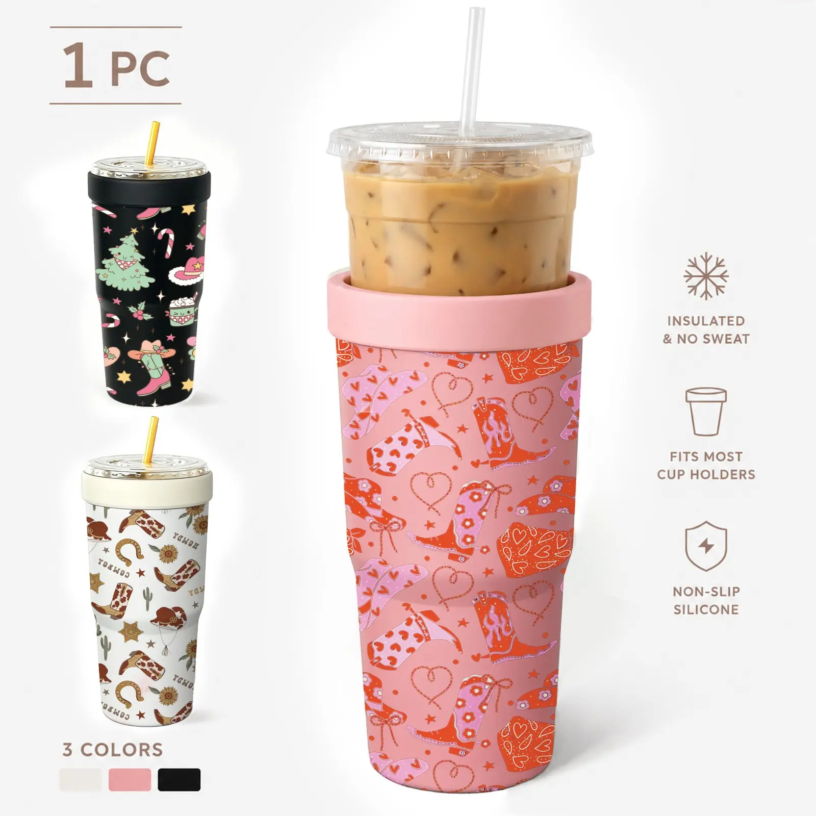 1 Pc 32oz Western Cowgirl Print 2-in-1 Insulated Can Cooler, Includes Tumbler Lid, Converts into a 32oz Travel Tumbler, Double Wall Vacuum Stainless Steel, Fits Most 16-24oz To-Go Coffee & Bubble Tea Cups, Perfect for Halloween, Christmas & Daily Use