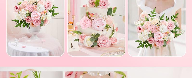 Floweroyal Artificial Flowers Combo Pink Flowers Mix Silk Flowers Roses Peonies with Stems for DIY Wedding Bridal Bouquets, Baby Shower, Floral Arrangement, Table Centerpieces, Home Decorations