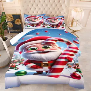 Christmas Gingerbread Man Candy Quilt/Comforter Set (2/3 Pcs) Includes 1 Quilt + 1/2 Pillowcases No Filler Christmas House Light Pine Needle Patterns Family Bedroom Homestay Apartment Themed Room Study for Kids Couples Family Friends Students Young People