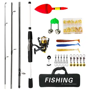 Multi-Section Spool Design Fishing Reel, Complete Set with Soft Bait, Hooks, Floats, Portable Storage Bag, Ready to Fish Out of Box