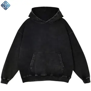 Acid Wash Hoodie Oversized Vintage Unisex Hoodie with Pockets for Men Women Couples Cotton Distressed Look Black Womenswear Style Casual Sweatshirts