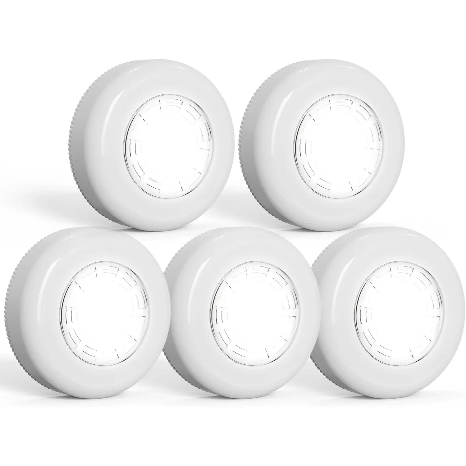 Tap Light Push Lights, Under Cabinet Lights Touch Lights Push Button Light Battery Operated Puck Lights Stick On Light for Closet Counter Kitchen Cabinet RV -5Pack