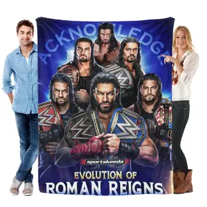 Roman Reigns Wrestling Fan Blanket Tribal Chief WWE Inspired Throw Soft Cozy Fleece Blanket Championship Sports Bedroom Decor Warm Plush Blanket Gift for Wrestling Fans