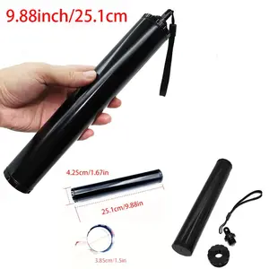 9.88 Inch Black Aluminum Alloy Storage Tube, 1 Set Outdoor Travel Airtight Seal Container, Moisture-proof Fishing Storage Tube