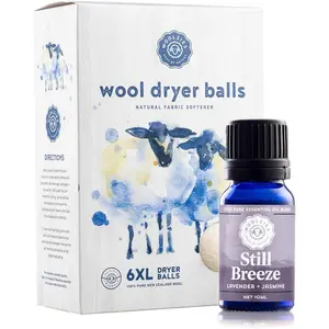 Dryer Balls : 6 XL Laundry Balls for Dryer + 10 ml Still Breeze Essential Oil Combo for use as  Pure and  Fabric Softener |  Scented  Balls Laundry