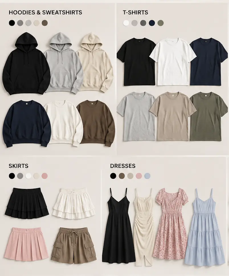 Clothing, Dresses, Tops, Jeans, Activewear