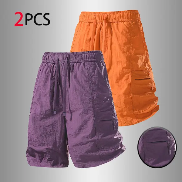 2 pack lightweight casual shorts, elastic waistband + drawstring design, fits all waists comfortably, loose cut for unrestricted movement (unisex). Womenswear Adjustable