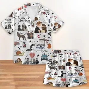 (Without Fatty text) The Twilight Saga Satin fabric Pyjama Pajamas Set HG Edward Bella Pajama
