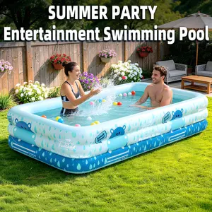 Spacious 3-Tier Inflatable Pool - Leak-Proof Oversized Pool for Adults, Kids & Summer Parties
