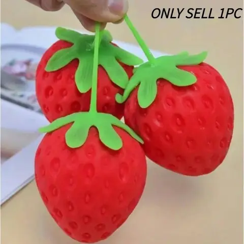 Strawberry Stress Relief Squishy Ball, Realistic Fruit Squeeze Toy for Adults, Anxiety Relief and Focus Enhancement, Soft Desktop Decor