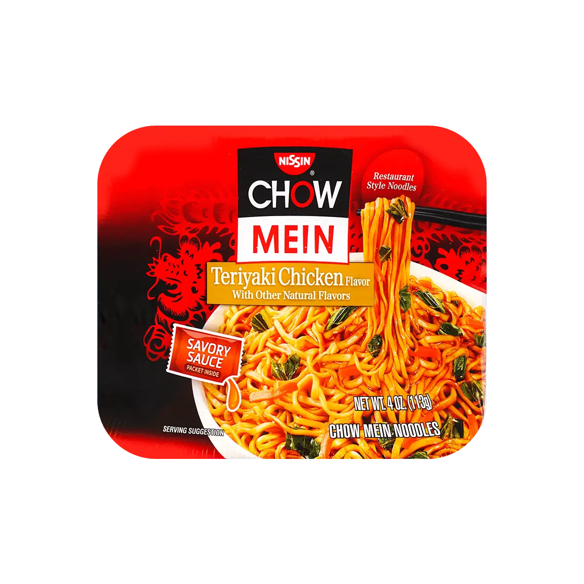 NISSIN Teriyaki Chicken Chow Mein - Instant Noodles, 4oz