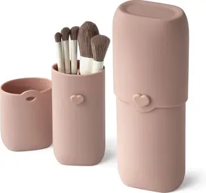 Silicone Makeup Brush Holder, Travel Makeup Brush Case, Portable Makeup Bag Cosmetic Pouch, Anti-Fall Out Cover, Waterproof, Travel Essentials