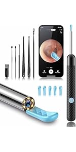 Wax Removal, Cleaner with Camera and Light, FSA - HSA Eligible, Wax Removal Tool Camera with 1080P, Cleaning Kit with 6 Spoons, Otoscope for iOS & Android (Black)