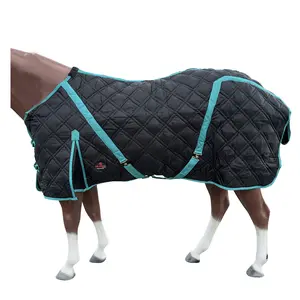HILASON Western Horse Stable Blanket Quilted | Blankets for Winter Water Resistant Horses Black 66 Inches