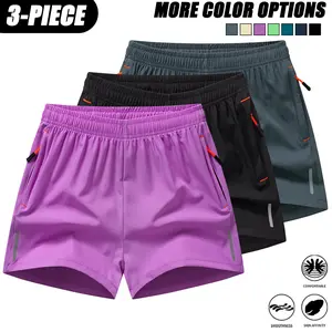 3PCS Women’s Summer Quick-Dry Running Shorts, made from quick-drying and breathable fabric, suitable for comfortable exercise. These women’s athletic shorts are quarter-length, feature a casual sporty style, include zippered pockets, and have an elastic w