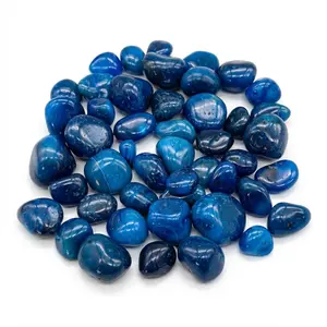 Blue Onyx Tumbled Stones 1 lb Bulk Heat-Treated Chalcedony