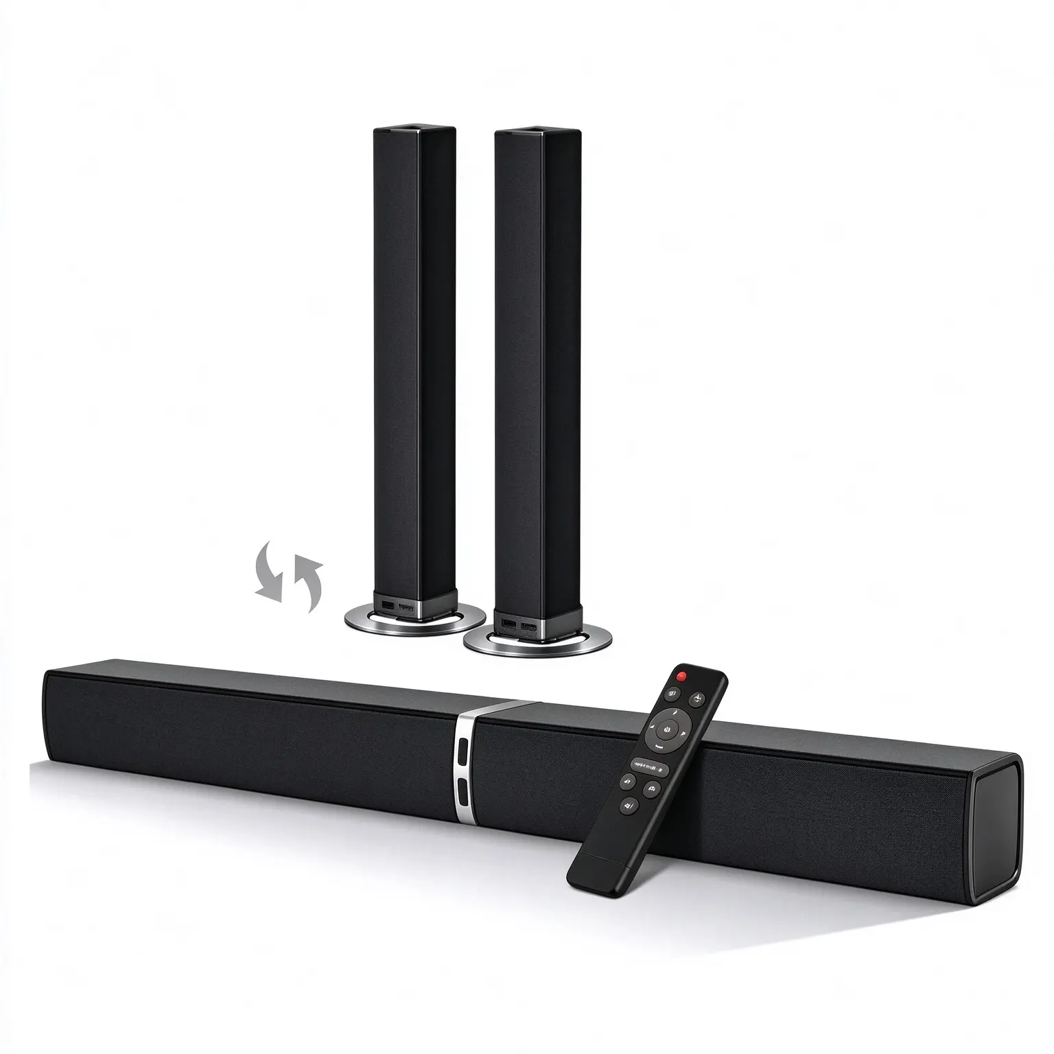 Bluetooth Home Cinema Sound Bar Speaker System for Smart TV - 4-Driver Surround Stereo, Remote Control, HDMI/ARC, Optic/Wired Connectivity, Wall-Mount Compatible Metal Wireless Port